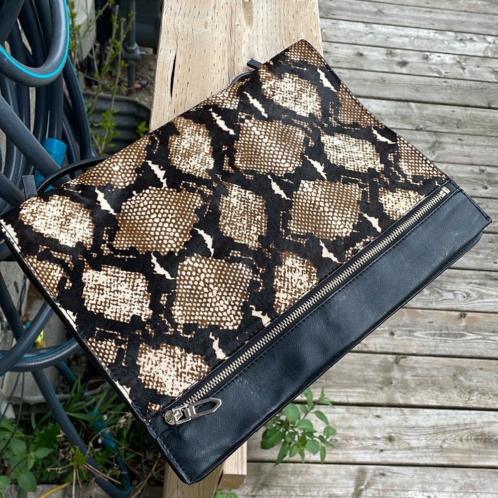 Snake Print Medium Envelope Clutch Bag